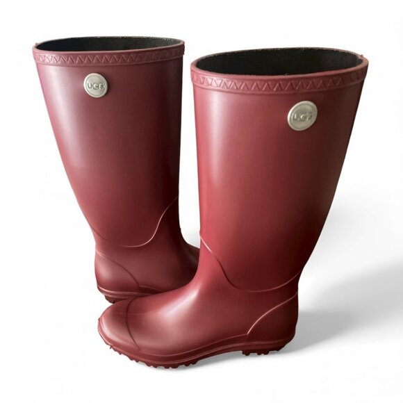 UGG Women’s Shelby Bordeaux Matte Waterproof Rain Boots Size 7 - Picture 8 of 8